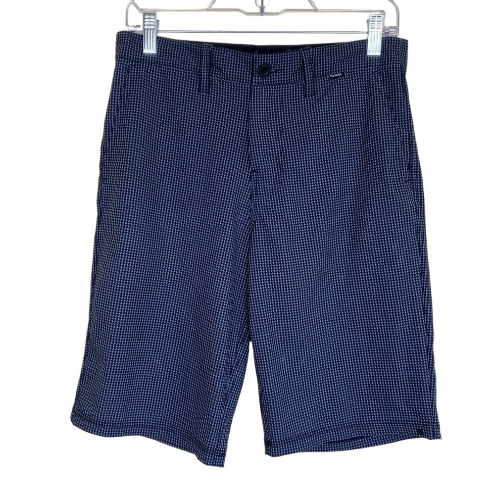 Hurley Phantom 11” Walkshorts Houndstooth Grey Black Silver Logo Sz 28